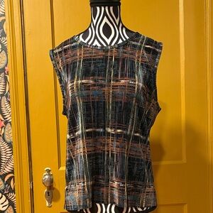Vintage Multicolor Sleeveless Top w/slight Shimmer Size XL